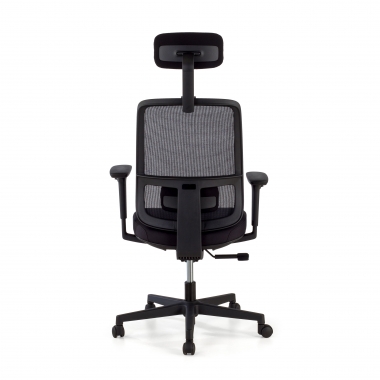 chaise de bureau noir structure noire appui tete maille accoudoirs reglables 1d soutien lombaire appui tete 7