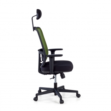 chaise de bureau vert structure noire appui tete maille accoudoirs reglables 1d soutien lombaire appui tete 4