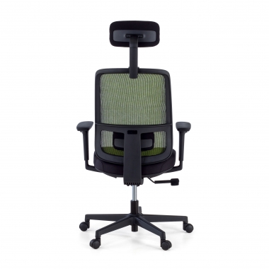 chaise de bureau vert structure noire appui tete maille accoudoirs reglables 1d soutien lombaire appui tete 7