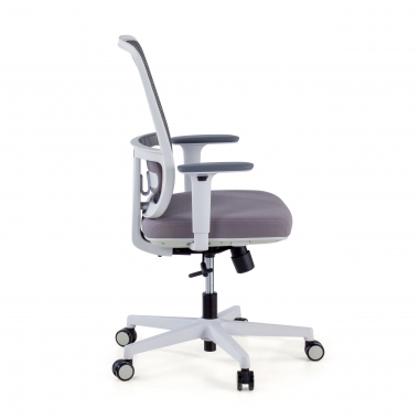 chaise de bureau blanc gris structure blanche maille accoudoirs reglables 1d soutien lombaire 4