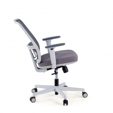 chaise de bureau blanc gris structure blanche maille accoudoirs reglables 1d soutien lombaire 5