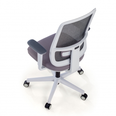 chaise de bureau blanc gris structure blanche maille accoudoirs reglables 1d soutien lombaire 8