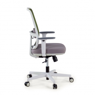 chaise de bureau blanc vert structure blanche maille accoudoirs reglables 1d soutien lombaire 4