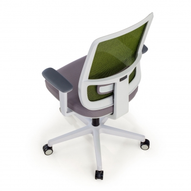 chaise de bureau blanc vert structure blanche maille accoudoirs reglables 1d soutien lombaire 8