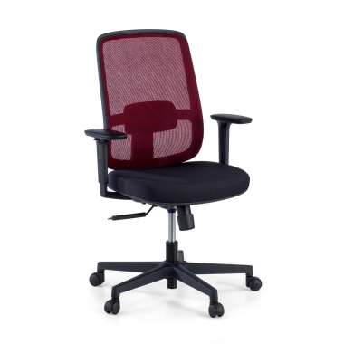 chaise de bureau rouge structure noire maille accoudoirs reglables 1d soutien lombaire 1