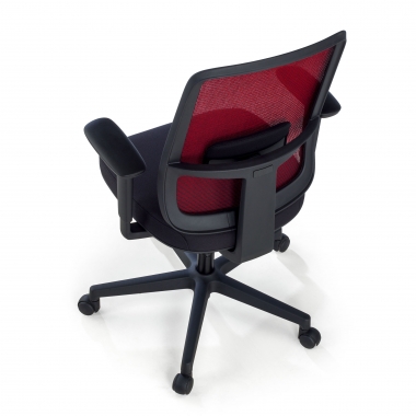 chaise de bureau rouge structure noire maille accoudoirs reglables 1d soutien lombaire 8