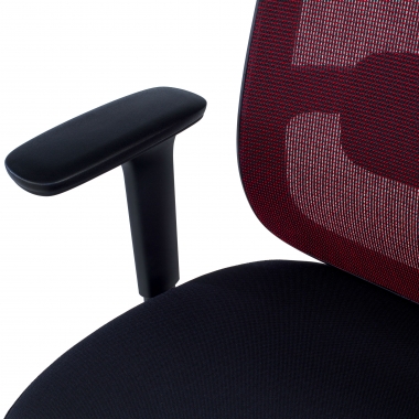 chaise de bureau rouge structure noire maille accoudoirs reglables 1d soutien lombaire 9