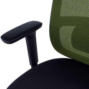 chaise de bureau vert structure noire maille accoudoirs reglables 1d soutien lombaire 10