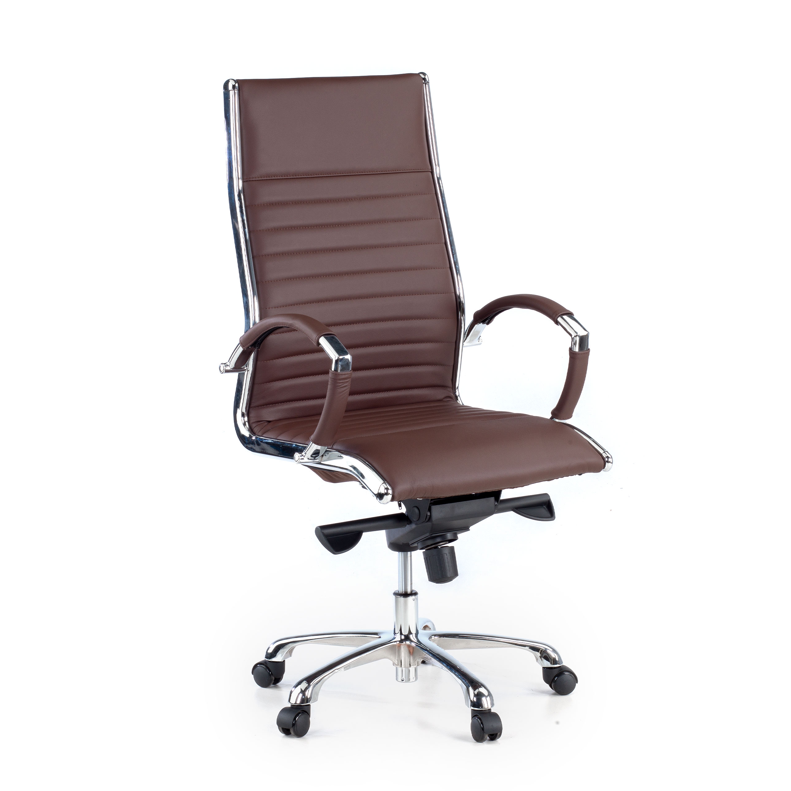 Fauteuil de direction Arkansas, cadre chromé, cuir véritable