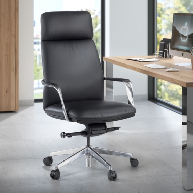 fauteuil de bureau noir cuir authentique accoudoirs rembourres 2