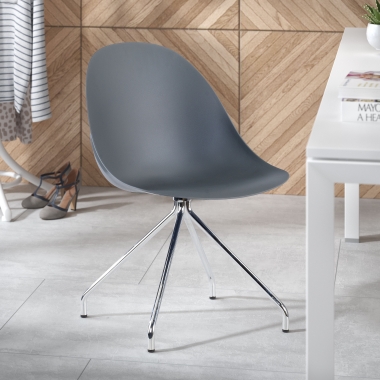 chaise de reunion gris base pyramide plastique sans accoudoirs 2