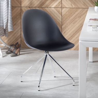 chaise de reunion noir base pyramide plastique sans accoudoirs 2