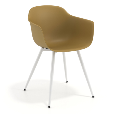 chaise de conference blanc jaune 4 pattes plastique accoudoirs fixes 1