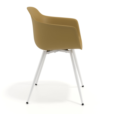 chaise de conference blanc jaune 4 pattes plastique accoudoirs fixes 4