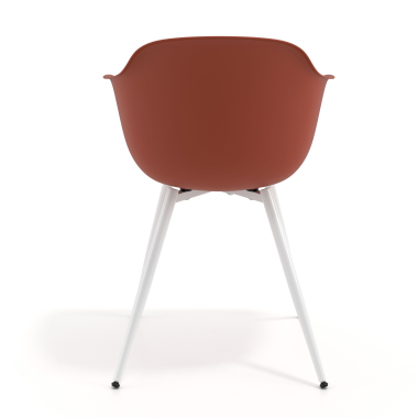 chaise de conference blanc orange 4 pattes plastique accoudoirs fixes 5