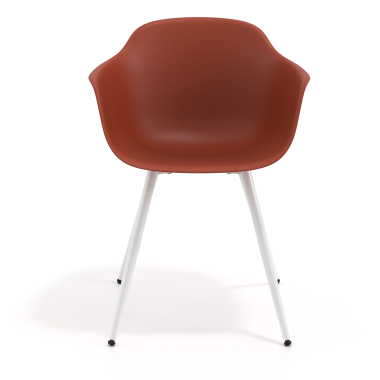 chaise de conference blanc orange 4 pattes plastique accoudoirs fixes 2