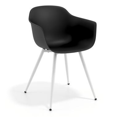 chaise de conference blanc noir 4 pattes plastique accoudoirs fixes 1