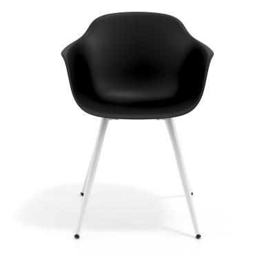 chaise de conference blanc noir 4 pattes plastique accoudoirs fixes 3