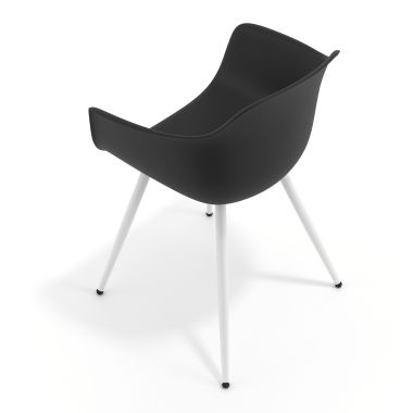 chaise de conference blanc noir 4 pattes plastique accoudoirs fixes 7