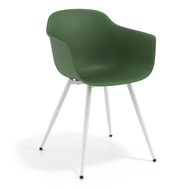 chaise de conference blanc vert 4 pattes plastique accoudoirs fixes 1