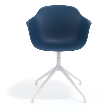 chaise de reunion blanc bleu base pyramide plastique accoudoirs fixes 3