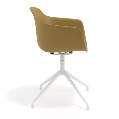 chaise de reunion blanc jaune base pyramide plastique accoudoirs fixes 4