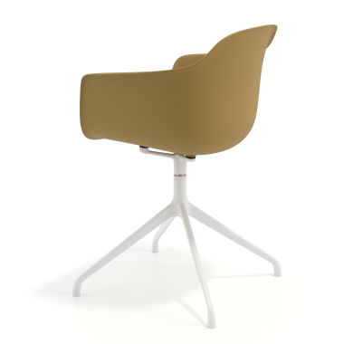 chaise de reunion blanc jaune base pyramide plastique accoudoirs fixes 6
