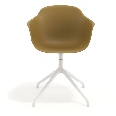 chaise de reunion blanc jaune base pyramide plastique accoudoirs fixes 3