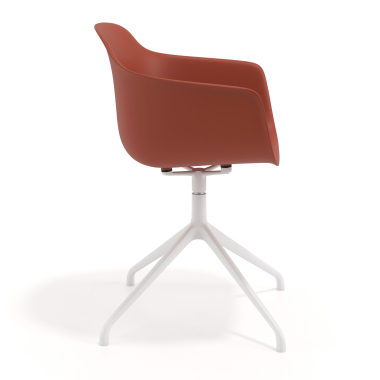 chaise de reunion blanc orange base pyramide plastique accoudoirs fixes 4