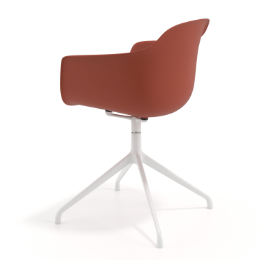 chaise de reunion blanc orange base pyramide plastique accoudoirs fixes 6