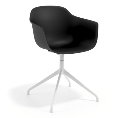 chaise de reunion blanc noir base pyramide plastique accoudoirs fixes 1