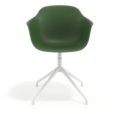 chaise de reunion blanc vert base pyramide plastique accoudoirs fixes 3
