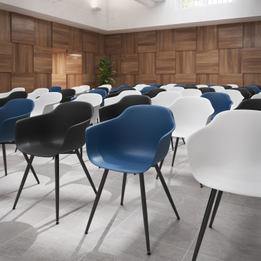 chaise de conference noir bleu 4 pattes plastique accoudoirs fixes 2