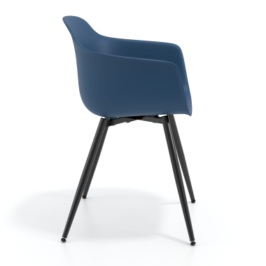chaise de conference noir bleu 4 pattes plastique accoudoirs fixes 4