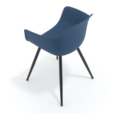 chaise de conference noir bleu 4 pattes plastique accoudoirs fixes 7