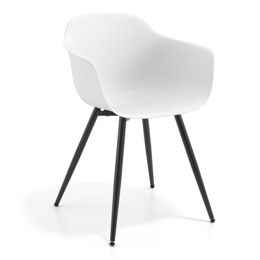 chaise de conference noir blanc 4 pattes plastique accoudoirs fixes 1