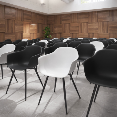 chaise de conference noir blanc 4 pattes plastique accoudoirs fixes 2