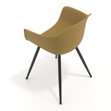 chaise de conference noir jaune 4 pattes plastique accoudoirs fixes 7