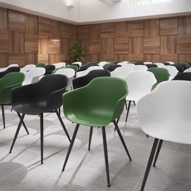 chaise de conference noir vert 4 pattes plastique accoudoirs fixes 2