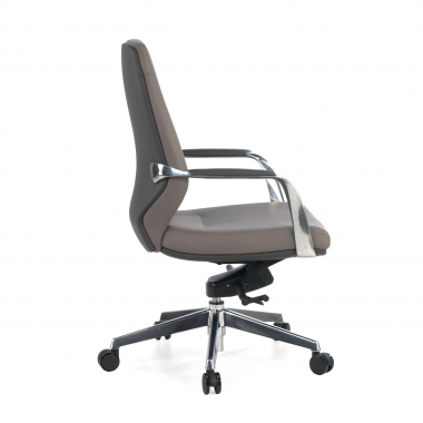 fauteuil de bureau gris dossier bas bicolore simil cuir accoudoirs rembourres 6
