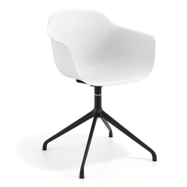chaise de reunion noir blanc base pyramide plastique accoudoirs fixes 1
