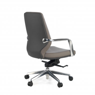 fauteuil de bureau gris dossier bas bicolore simil cuir accoudoirs rembourres 4