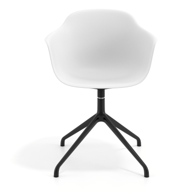 chaise de reunion noir blanc base pyramide plastique accoudoirs fixes 3
