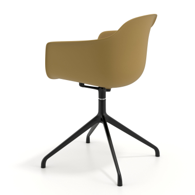 chaise de reunion jaune base pyramide plastique accoudoirs fixes 6