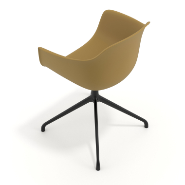 chaise de reunion jaune base pyramide plastique accoudoirs fixes 7