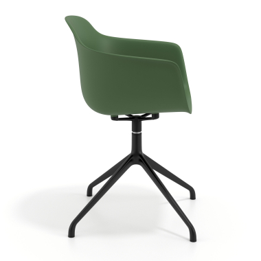 chaise de reunion noir vert base pyramide plastique accoudoirs fixes 4
