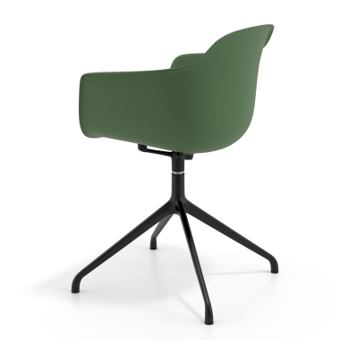 chaise de reunion noir vert base pyramide plastique accoudoirs fixes 6