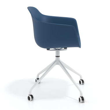 chaise de reunion blanc bleu avec roulettes plastique accoudoirs fixes 4