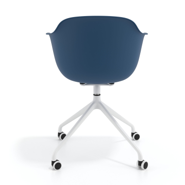 chaise de reunion blanc bleu avec roulettes plastique accoudoirs fixes 5