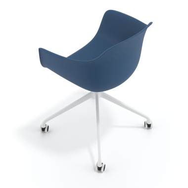 chaise de reunion blanc bleu avec roulettes plastique accoudoirs fixes 7